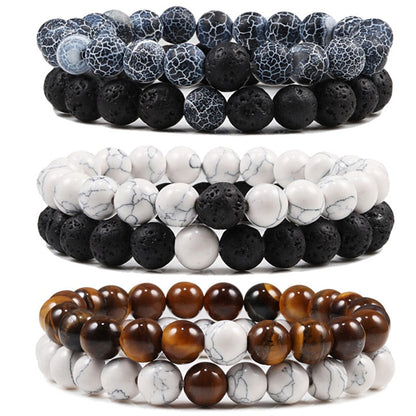 Natural Lava Stone Tiger Eye Beaded Yoga Bracelets